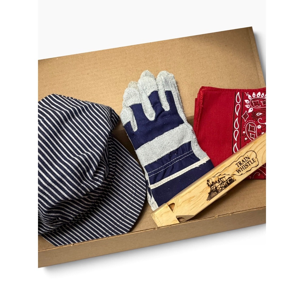 Conductors Costume Set.. Cap, Train Whistle, and Bandanna Dress Up /Halloween